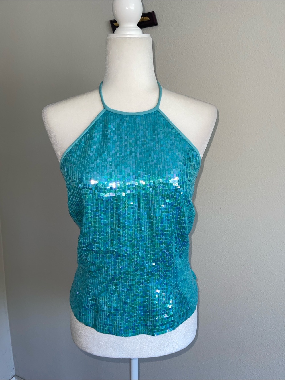 Nine West Turquoise Sequin Halter Camisole